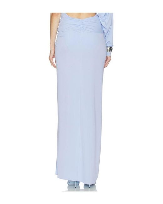 ANDAMANE Blue Zohra Twist Detail Maxi Skirt