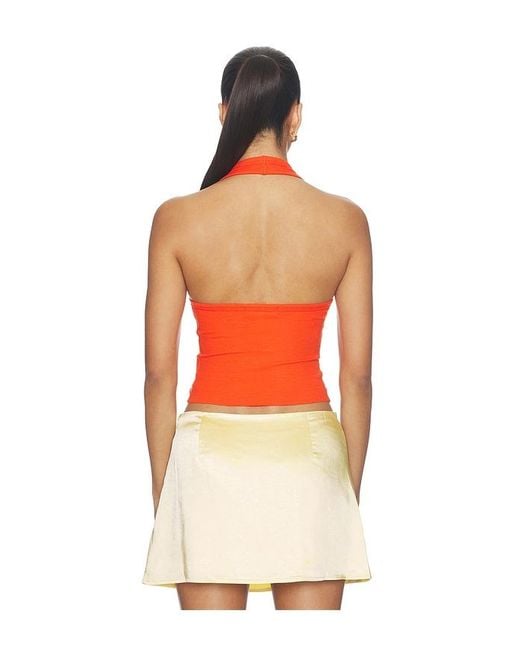 ÉTERNE Orange Cropped Halter Top