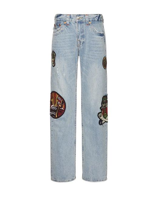 True Religion Blue Embellished Straight-Leg Denim Jeans for men