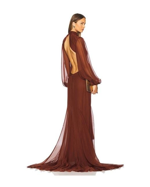 retroféte Brown Rosalinda Chiffon Dress