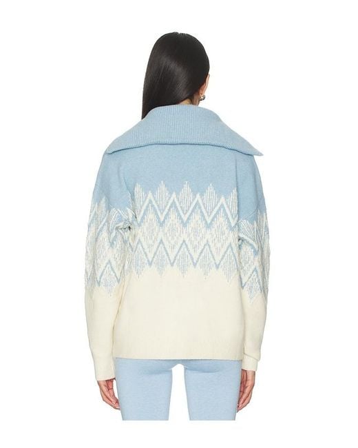Varley Blue Hedda Fairisle Half Zip Sweater