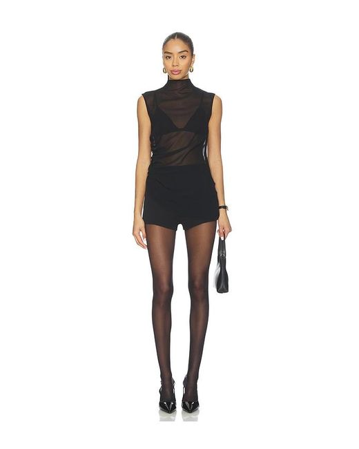 LAPOINTE Black Oberteil Mock Neck Ruched