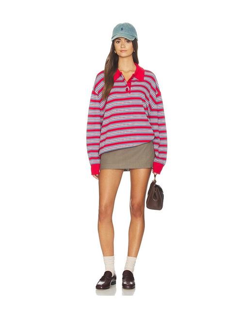 WeWoreWhat Red Henley Pull Over Sweatshirt
