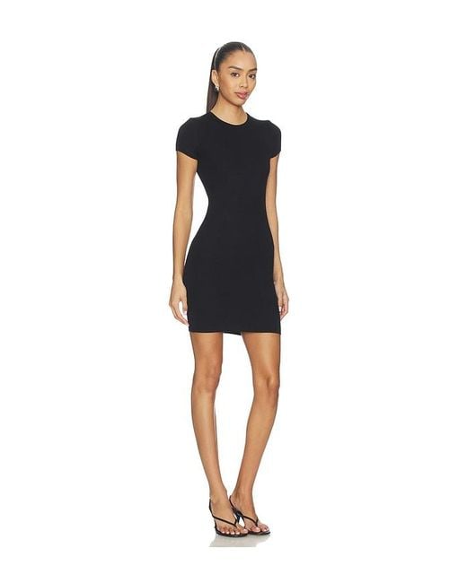 ÉTERNE Black Cap Sleeve Mini Dress