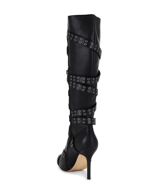Nii HAI Black Strappy Pointed-Toe Stiletto Boots