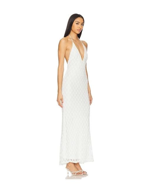 Bardot White X Revolve Adoni Halter Mesh Midi Dress