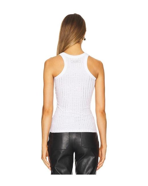 The Attico White Hotfixed Crystal Tank Top