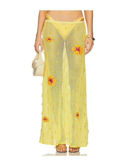 Leslie Amon Hibiscus マキシスカート Yellow