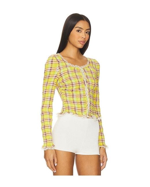 Free People Yellow X Revolve Elliot Smocked Top