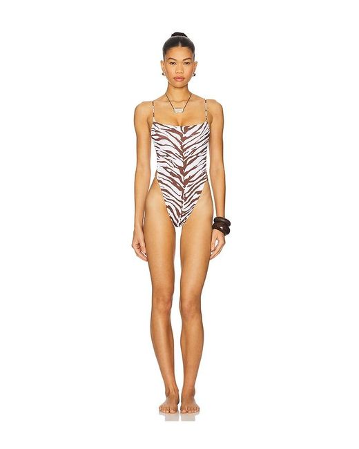Indah White Dna.2 Skimpy Printed String Back One Piece Swimsuit