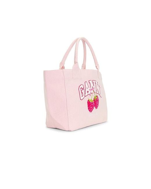 Ganni Pink Medium Trapeze Shopper Bag Raspberry