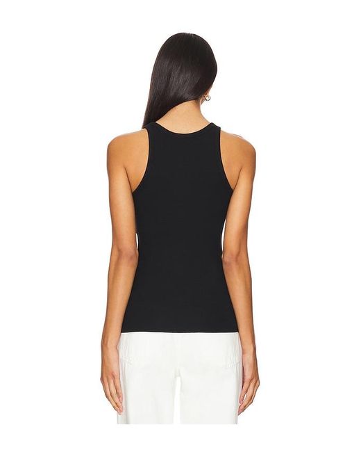 ÉTERNE Black High Neck Fitted Tank Top