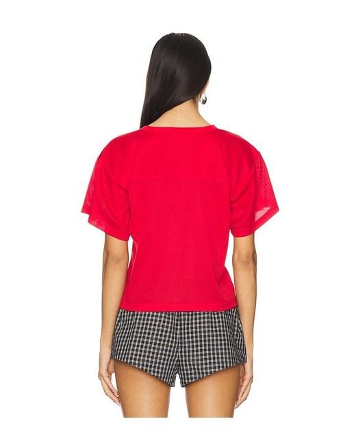 Lovers + Friends Red Cropped Jersey Top