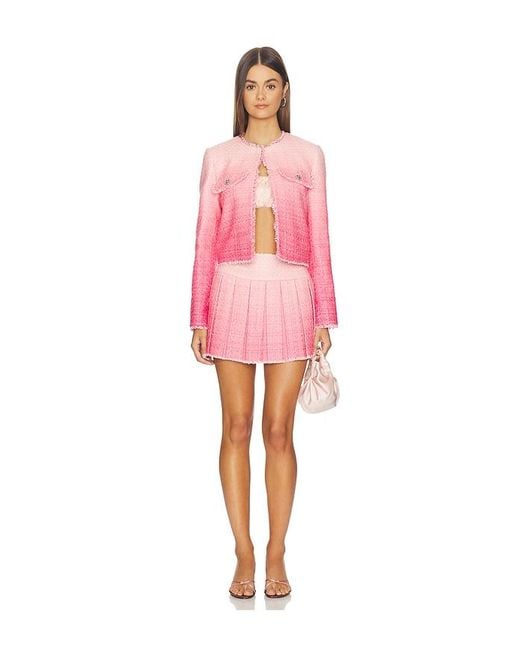 Alice + Olivia Pink Dumont Tweed Boxy Jacket