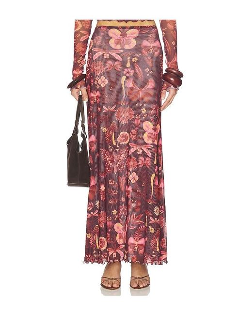 Agua Bendita Red Brace Skirt