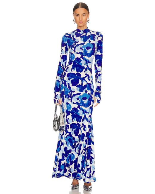 Essentiel Antwerp Blue Dieval Long Printed Dress