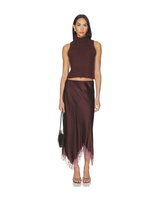 SABLYN Brown Keri Paneled Bias Skirt With Lace
