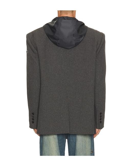 we11done Black Hood Detachable Blazer for men