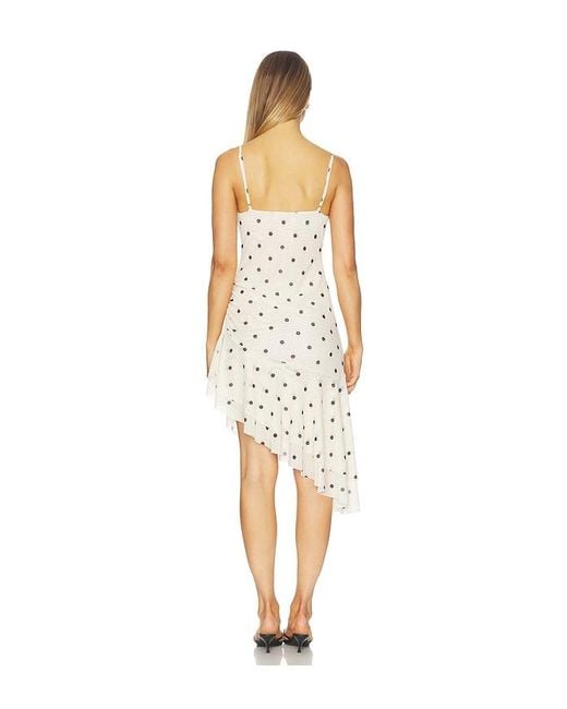 With Harper Lu White Asymmetrical Frill Midi Dress