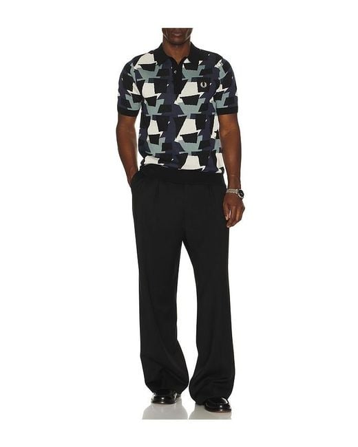 Fred Perry Black Fragment Jacquard Knit Polo Shirt for men