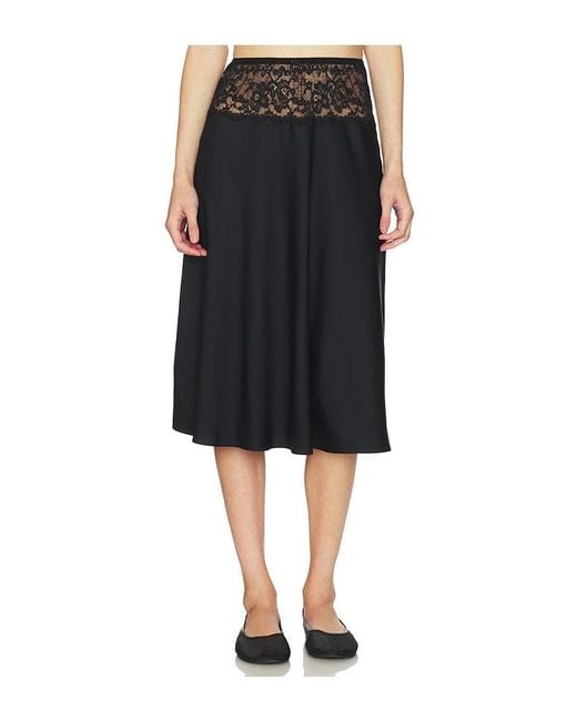 Frankie's Bikinis Black Harper Satin Midi Skirt