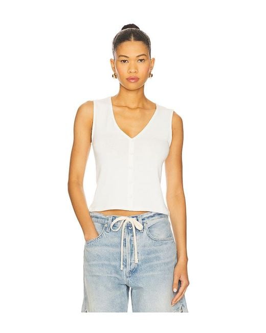 Rag & Bone White Knit Button Up Tank Top