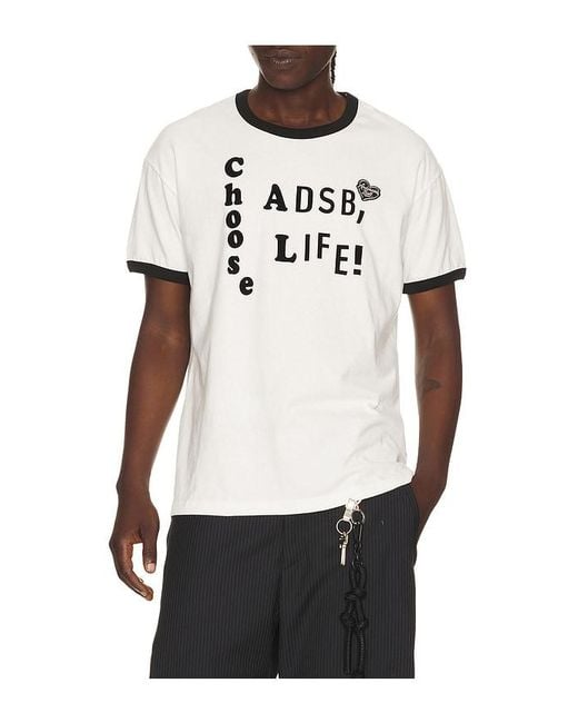 ANDERSSON BELL White Essential Adsb Flocking Ringer T-Shirt for men