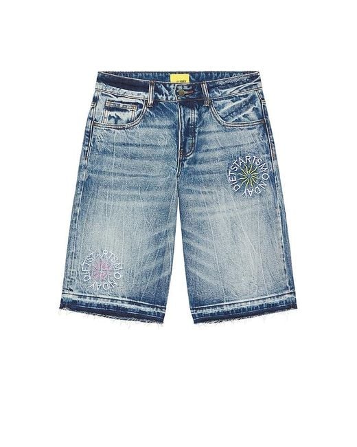DIET STARTS MONDAY Blue Sol Denim Shorts for men