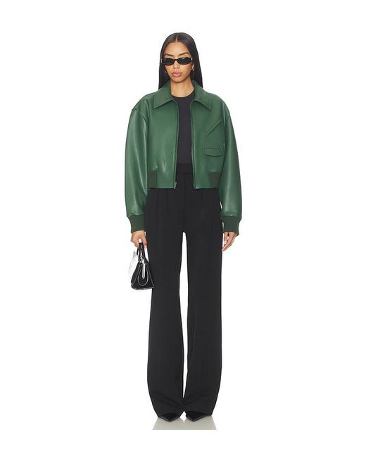 Norma Kamali Green Zip Front Classic Cropped Jacket