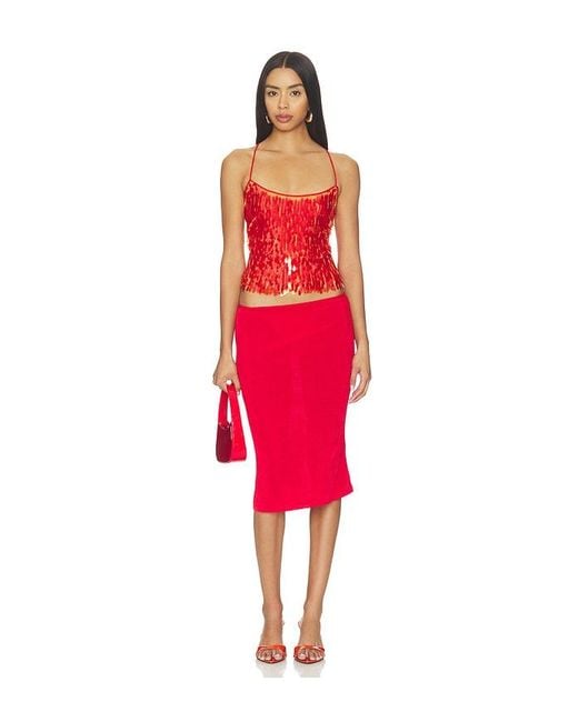 With Harper Lu Red Backless Top