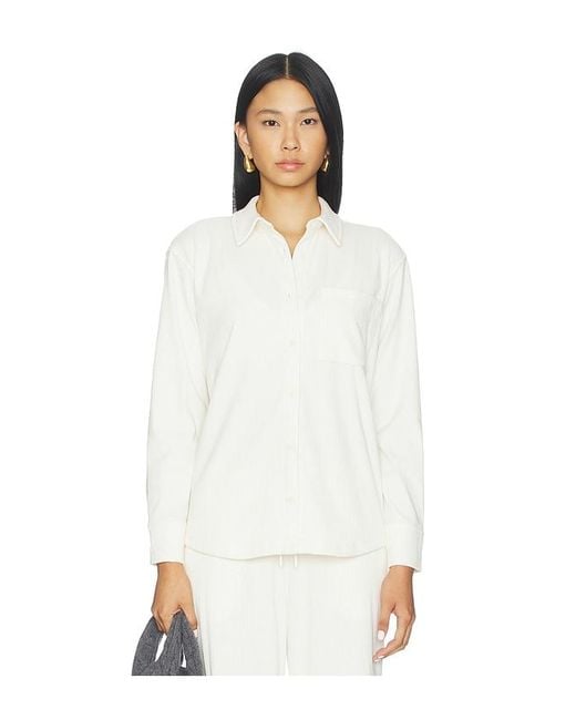 Beyond Yoga White Breathe Easy Corduroy Button Front Shirt