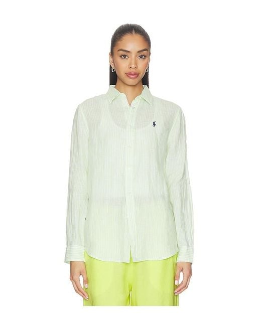 Polo Ralph Lauren White Linen Long Sleeve Sport Shirt