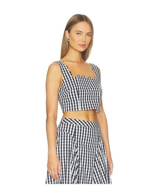 MILLY White Mia Gingham Top