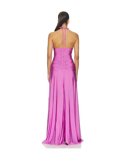 PATBO Pink Gisele Jersey Back Slit Maxi Dress