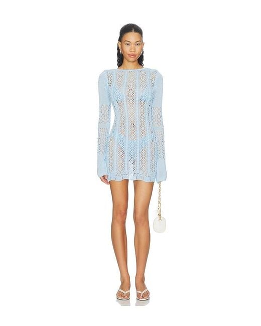 SNDY'S Blue Mattie Crochet Mini Dress