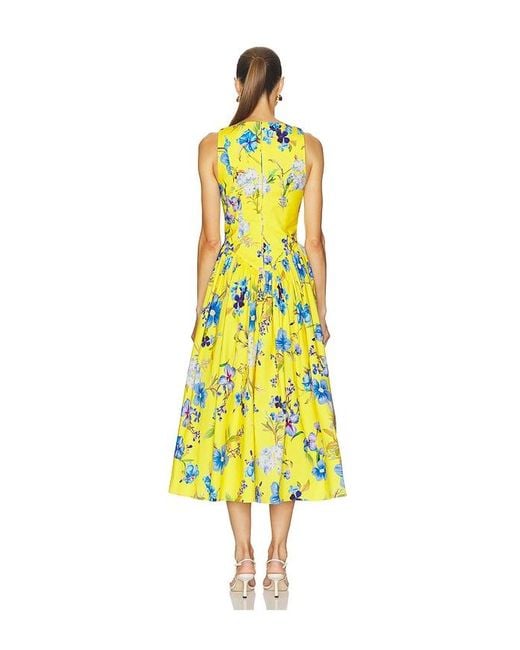 Hemant & Nandita Yellow Boat Neck Midi Dress
