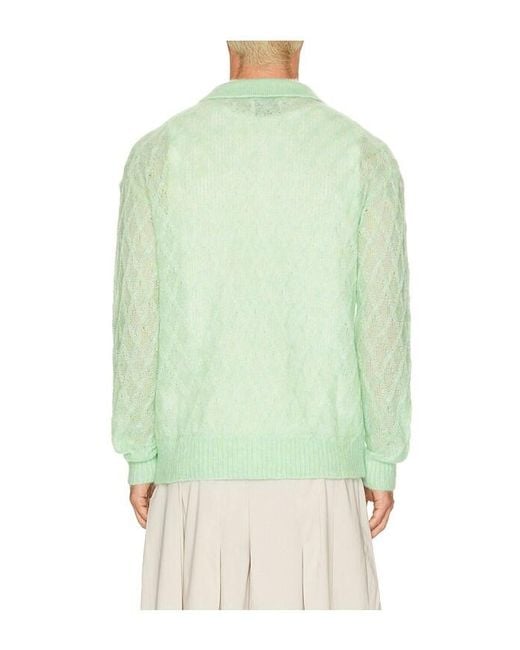 Feng Chen Wang Green Knitted Cardigan Sweater for men