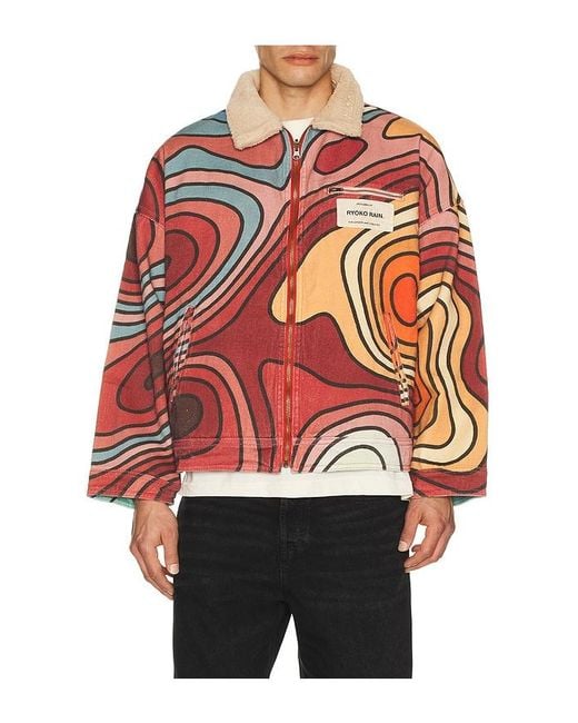 Ryoko Rain Red Reversible 70S Work Jacket for men