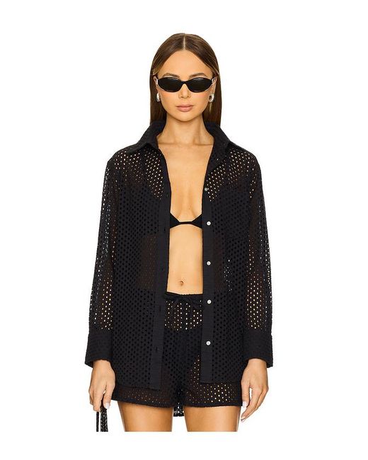 Solid & Striped Black Bronte Button Down Top