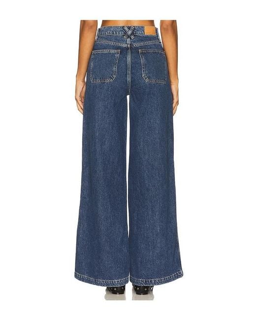 seventy + mochi Blue Two Tone Bay Wide Leg Jeans