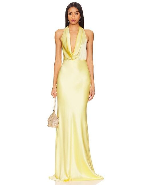 SAU LEE Yellow Abendkleid Pearl