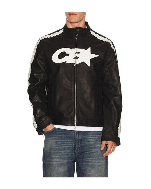 Cole Buxton Black Decal Racer Jacket for men