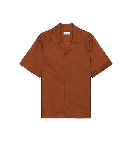 Saturdays NYC Brown York Camp Collar Short Sleeve Shirt for men