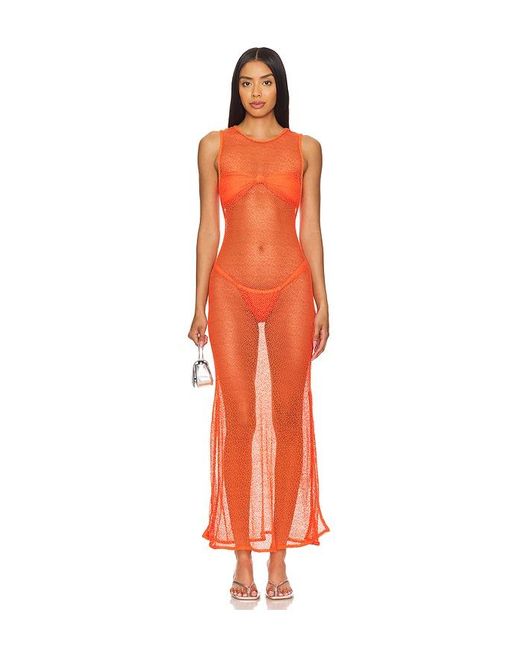 ViX Orange Twist Long Cover Up Dress