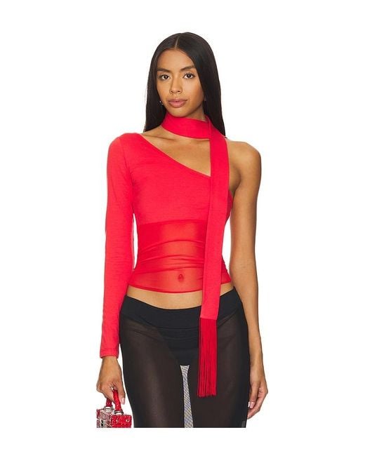 Nii HAI Red Asymmetric Neck Tie Top