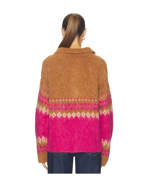 NAADAM Red Italian Luxe Brushed Fair Isle Polo