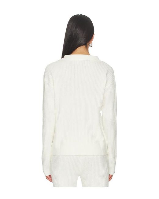 Bobi White Button Funnel Neck Sweater