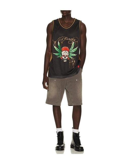 Ed Hardy Black By Appointment Only Weed Skull Jersey for men