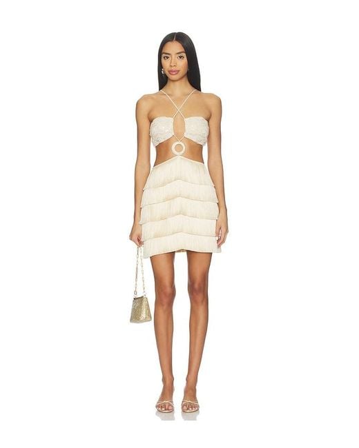 PATBO Natural Crochet Bloom Cut Out Mini Dress