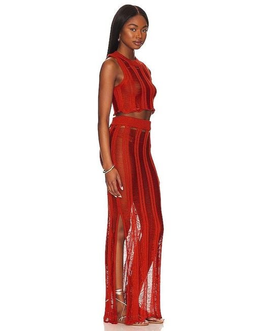 superdown Red Tayla Maxi Skirt Set